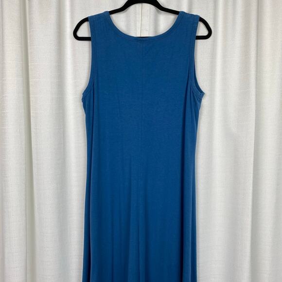 J.Jill Blue Sleeveless Cotton Blend Tank Maxi Dress Sz.L - Picture 6 of 10